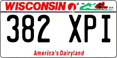 WI license plate 382XPI