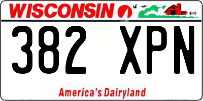 WI license plate 382XPN