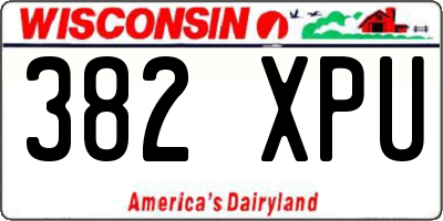 WI license plate 382XPU
