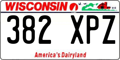 WI license plate 382XPZ