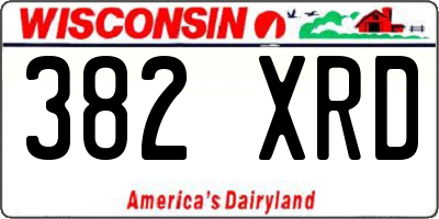 WI license plate 382XRD