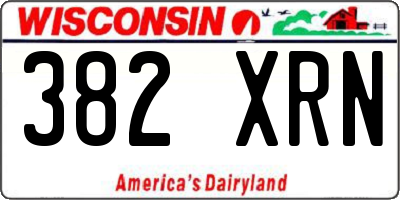 WI license plate 382XRN