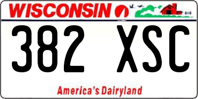 WI license plate 382XSC