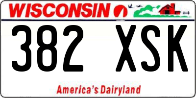 WI license plate 382XSK