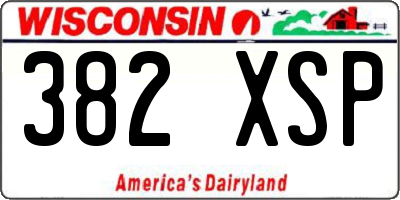 WI license plate 382XSP