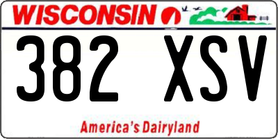 WI license plate 382XSV