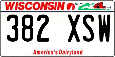 WI license plate 382XSW