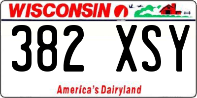 WI license plate 382XSY