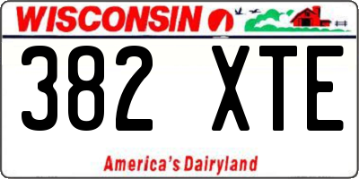 WI license plate 382XTE