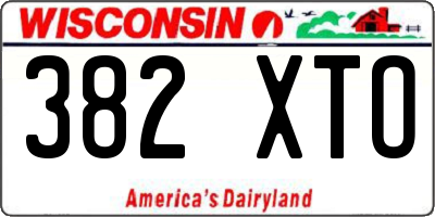 WI license plate 382XTO