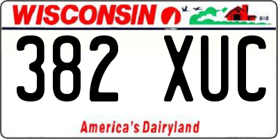 WI license plate 382XUC