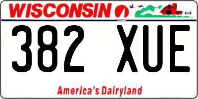 WI license plate 382XUE