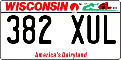 WI license plate 382XUL