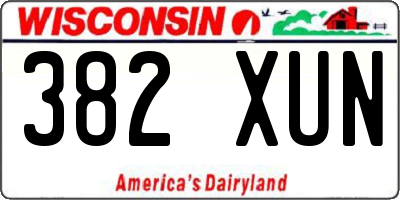 WI license plate 382XUN