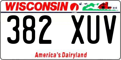 WI license plate 382XUV