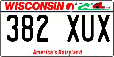 WI license plate 382XUX