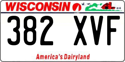 WI license plate 382XVF