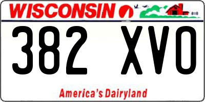 WI license plate 382XVO