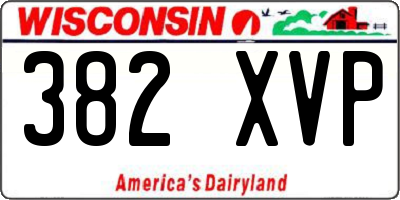 WI license plate 382XVP