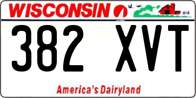 WI license plate 382XVT