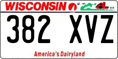 WI license plate 382XVZ