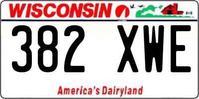 WI license plate 382XWE