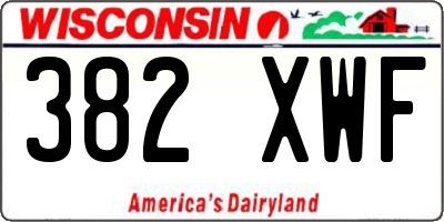 WI license plate 382XWF