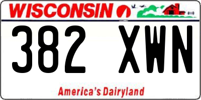 WI license plate 382XWN