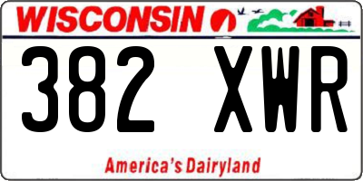 WI license plate 382XWR