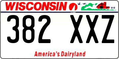 WI license plate 382XXZ