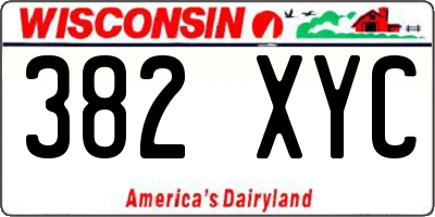 WI license plate 382XYC