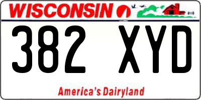 WI license plate 382XYD
