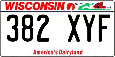 WI license plate 382XYF