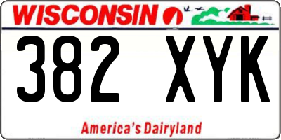 WI license plate 382XYK