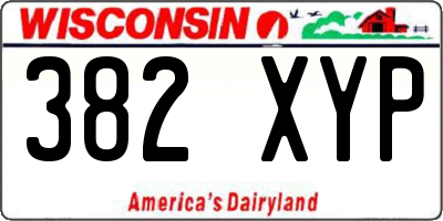 WI license plate 382XYP
