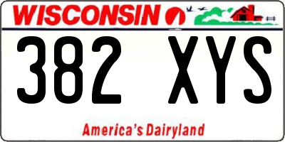 WI license plate 382XYS