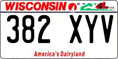 WI license plate 382XYV