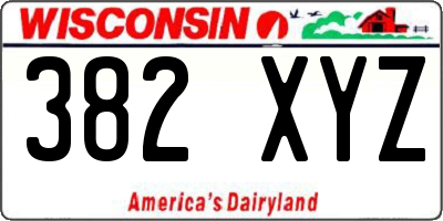 WI license plate 382XYZ
