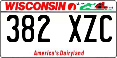 WI license plate 382XZC