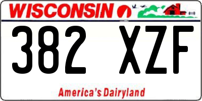 WI license plate 382XZF