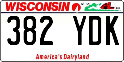 WI license plate 382YDK