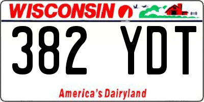 WI license plate 382YDT