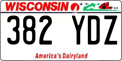 WI license plate 382YDZ