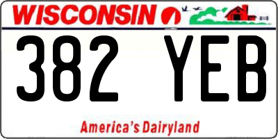 WI license plate 382YEB