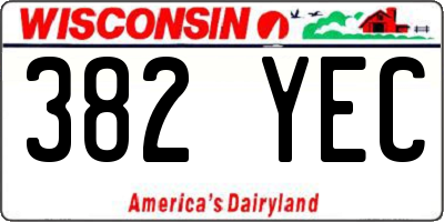 WI license plate 382YEC
