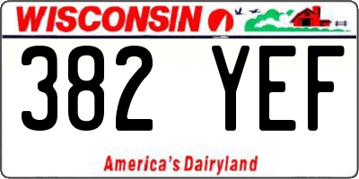 WI license plate 382YEF