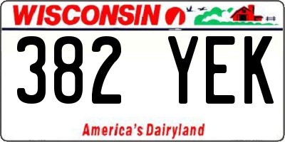 WI license plate 382YEK