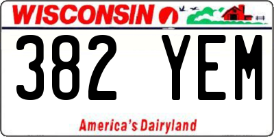 WI license plate 382YEM