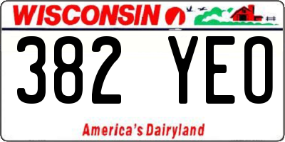 WI license plate 382YEO