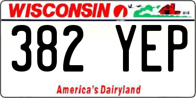 WI license plate 382YEP